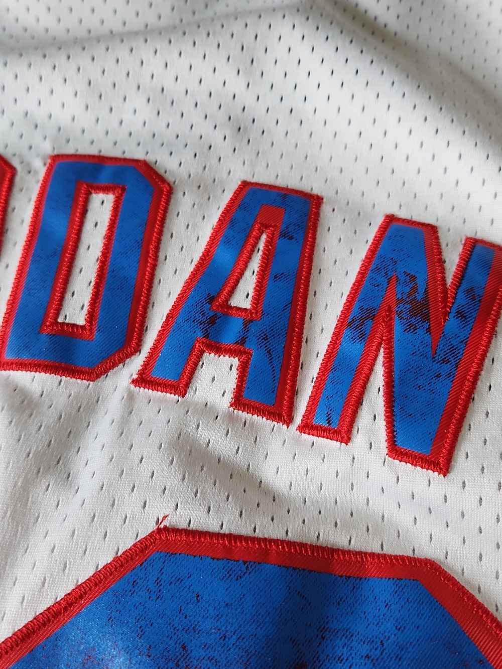 Champion White Tune Squad Basketball Jersey with Red & Blue Accents & JORDAN 23 - Picture 11 of 14